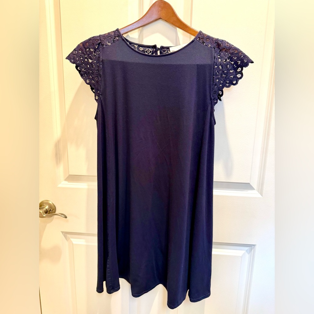 Loft Navy Lace Sleeve Women's Dress, medium, excellent condition.